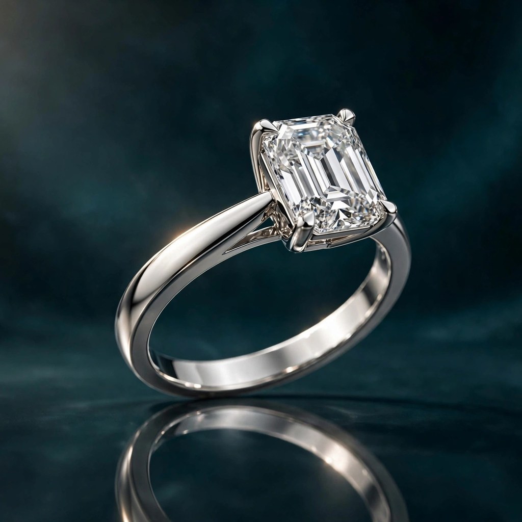 Ada Diamonds Emerald Classic Four Prong Solitaire — Solitaire style (Facet Wire render)