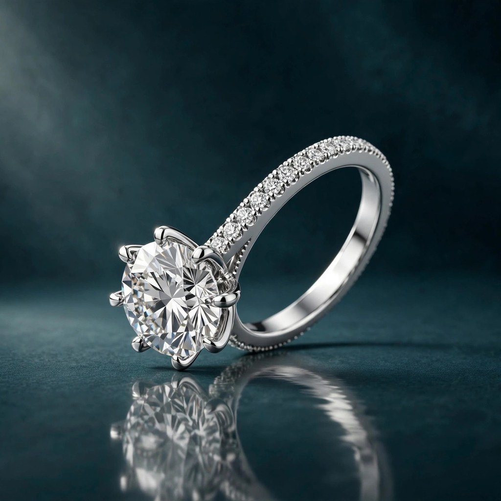 Ada Diamonds Round Six Prong Pavé — Pavé style (Facet Wire render)