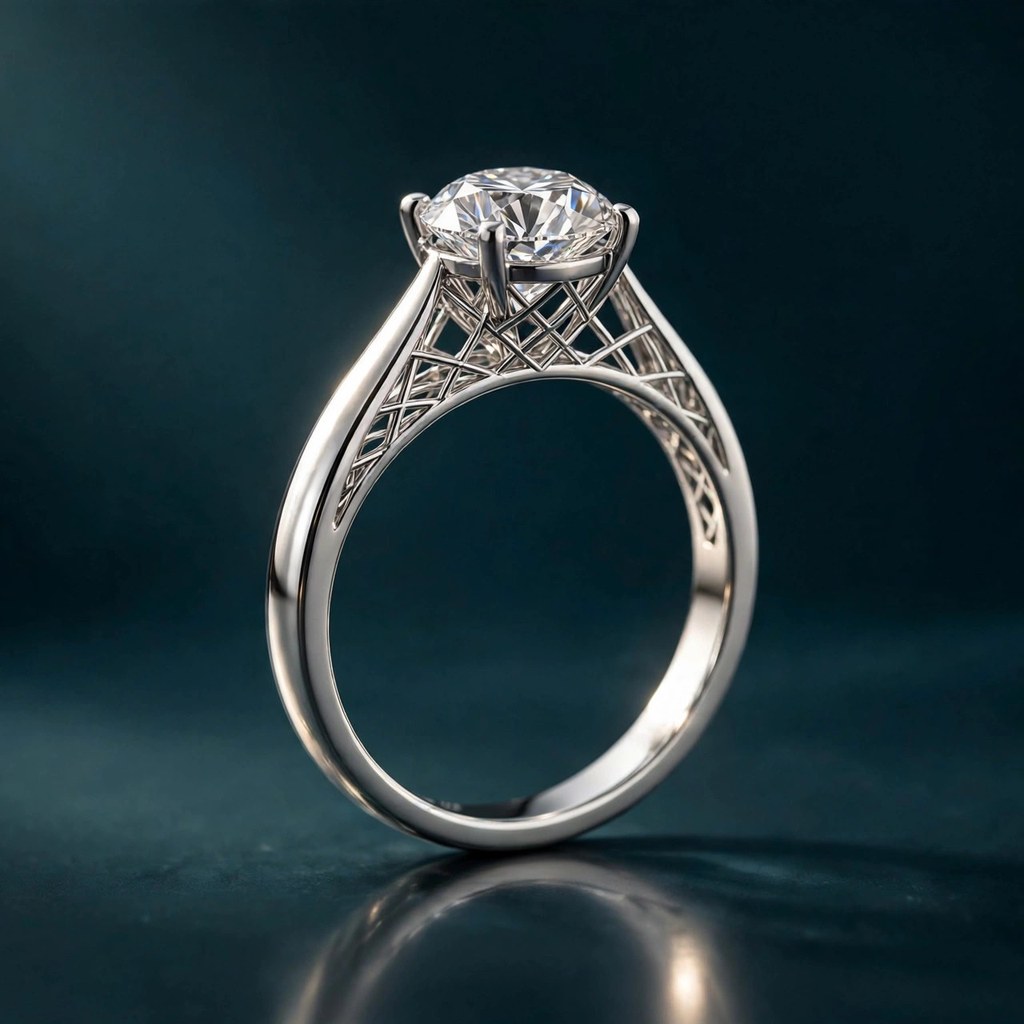 Ada Diamonds Round Trellis Solitaire — Solitaire style (Facet Wire render)