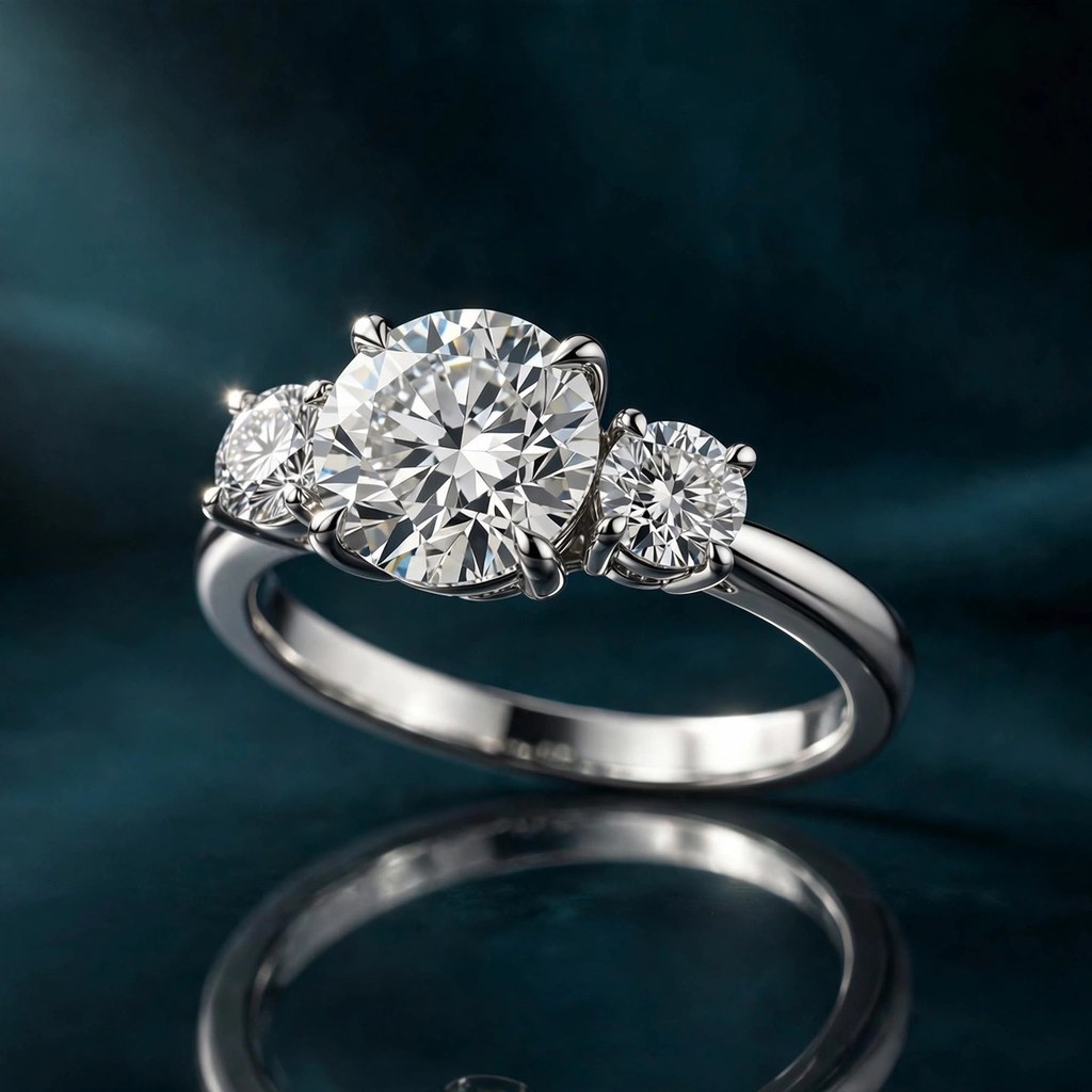 Ritani The Olivia (Round) — Three-Stone style (Facet Wire render)