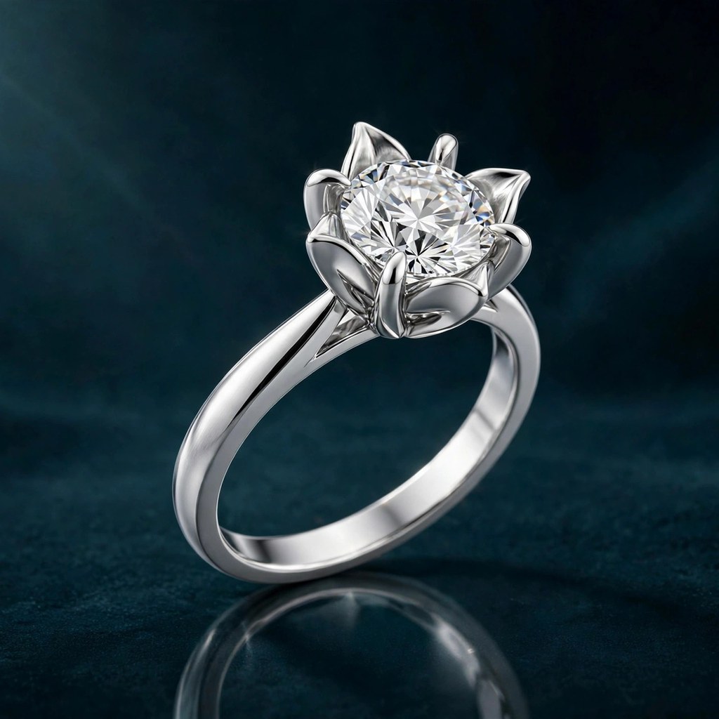 Whiteflash Tulip 6 Prong Solitaire — Solitaire style (Facet Wire render)